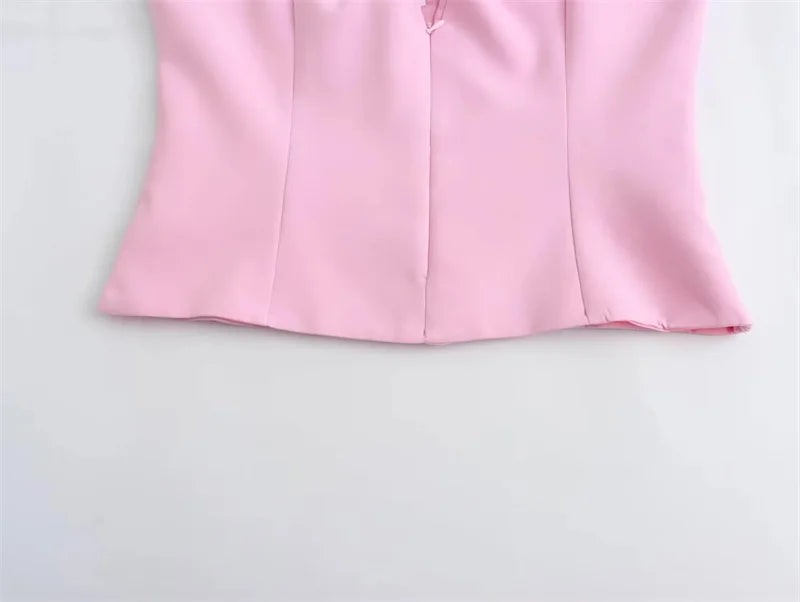 MUJER 2025 Blue Pink Halter Top Woman Off Shoulder Backless Crop Top Women Sleeveless Short Tops Woman Fashion Summer Sexy Tops