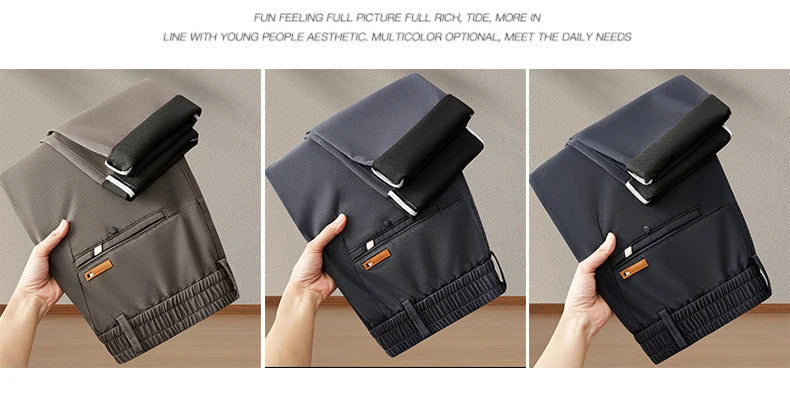 Business Straight Men's Pants Fashion Comfortable Brand Lyocell Soft Trousers Classic Simple Regular Solid Color Slim Pants