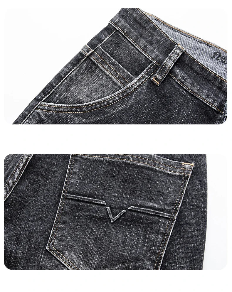 Autumn Winter New Business Men's Jeans Classic Fashion Stretch Washed Casual Denim Trousers Comfortable Straight Male pants