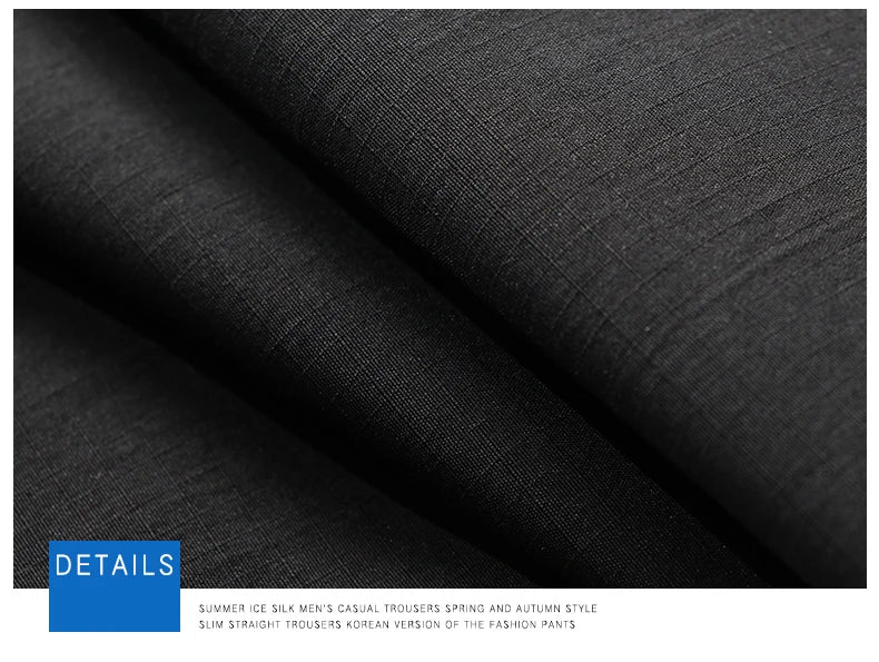 Business Thin Men's Breathable Pants Slim Straight High Elastic Slim Casual Pants Male Brand Clothing Khaki Gray Green Black
