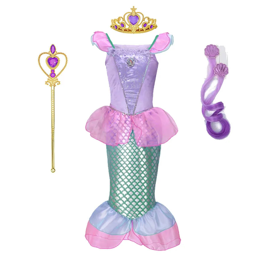 Summer Mermaid Dress Girls Kids Cosplay Dresses Princess Costume Perform Clothes Birthday Party Halloween Clothing