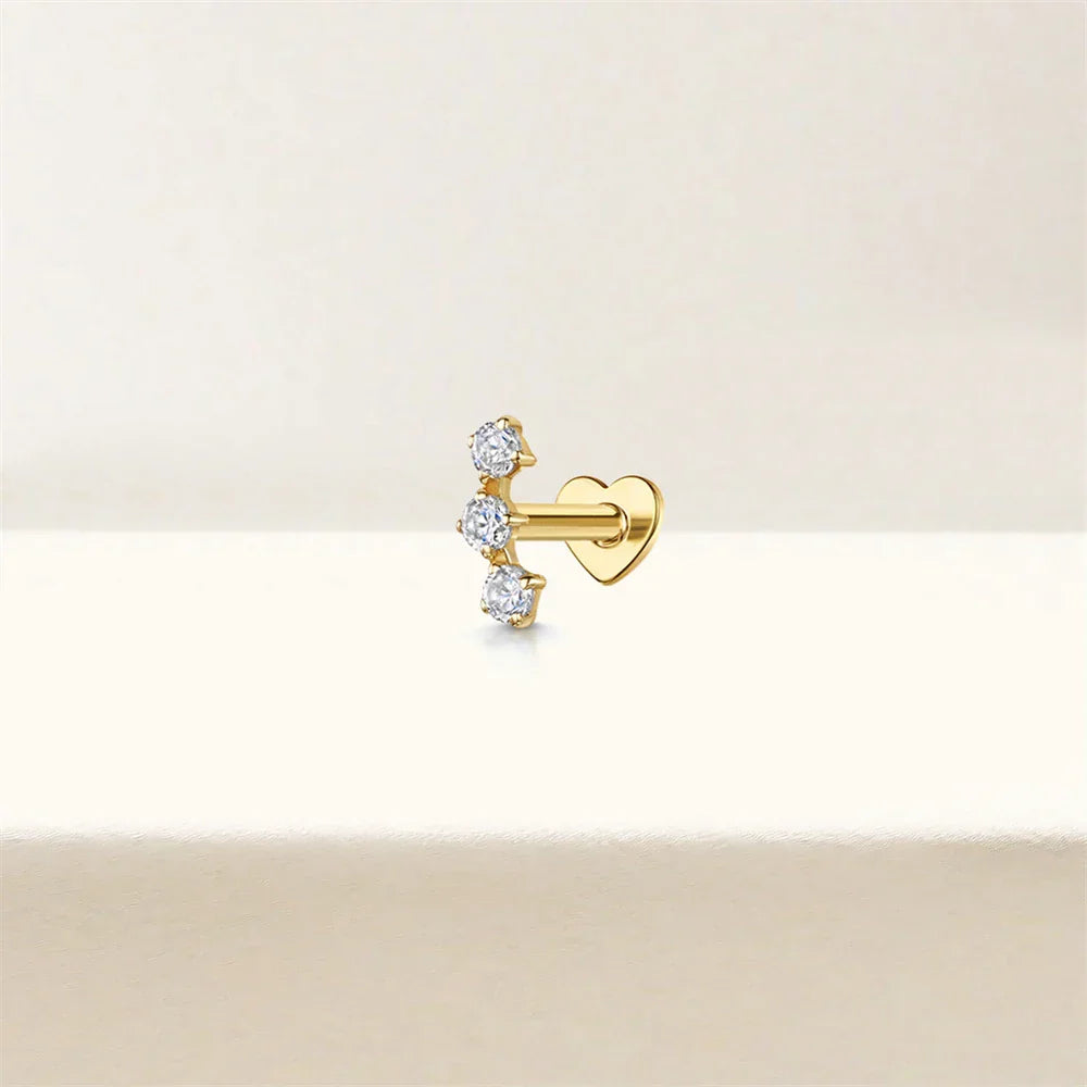 Heart Round Ball Flat Helix Piercing Earring 925 Sterling Silver Ear Studs Geometric Zircon Exquisite Trinket Studs Aretes