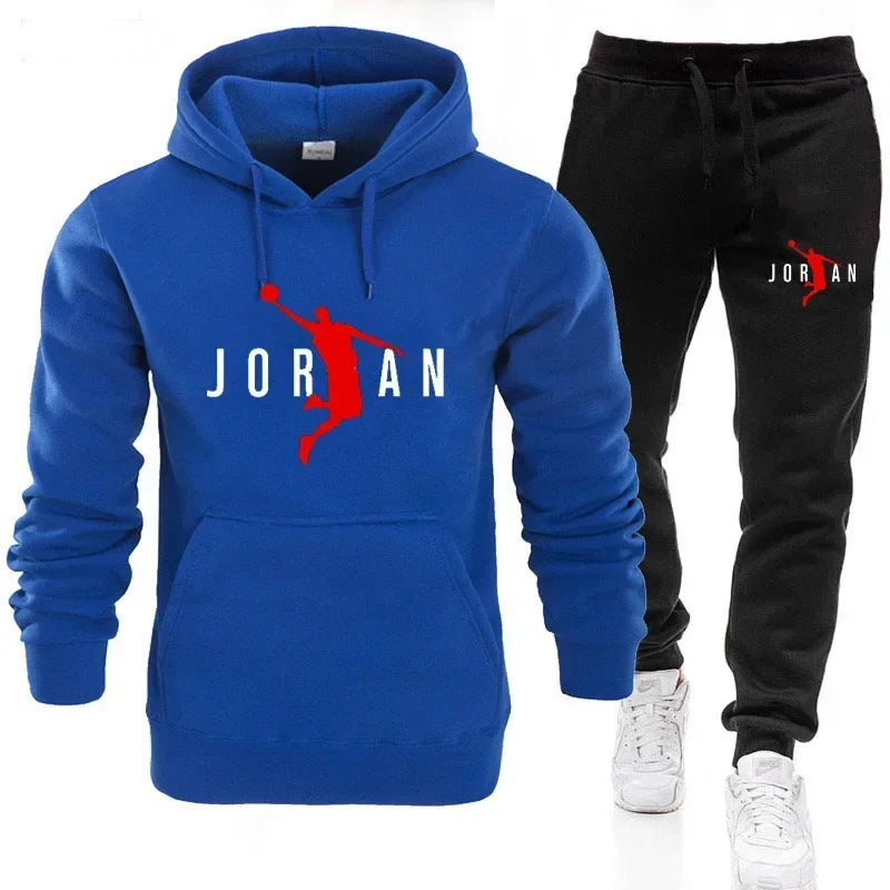 Fashionable men's sportswear set 2025 Spring and Autumn New outdoor men's casual pullover + jogging Pants two-piece set