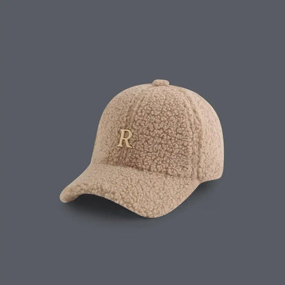 Baseball Cap Winter Hats For Women Men Unisex Letter Metal Logo Imitation Cashmere Keep Warm Simple Casual Winter Cap New Velvet