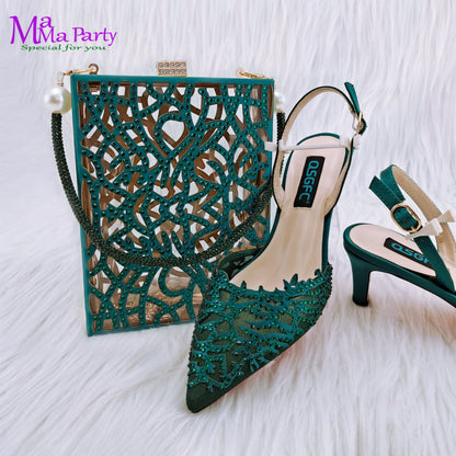 Mature Style INS Hot Sale Italian Design Shoes and Bag to Match in Wine Color High Quality  Hollowing out Design for Dress