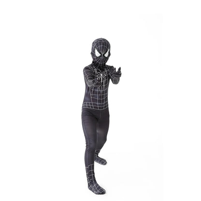 biack spider man  Superhero Costume Bodysuit for Spandex Zentai Halloween Cosplay Jumpsuit 3D Style