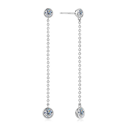Real 0.8 Carat Moissanite Diamond Drop Earrings Women’s S925 Silver Plated PT950 Long Tassel Dangle Earring Fine Jewelry