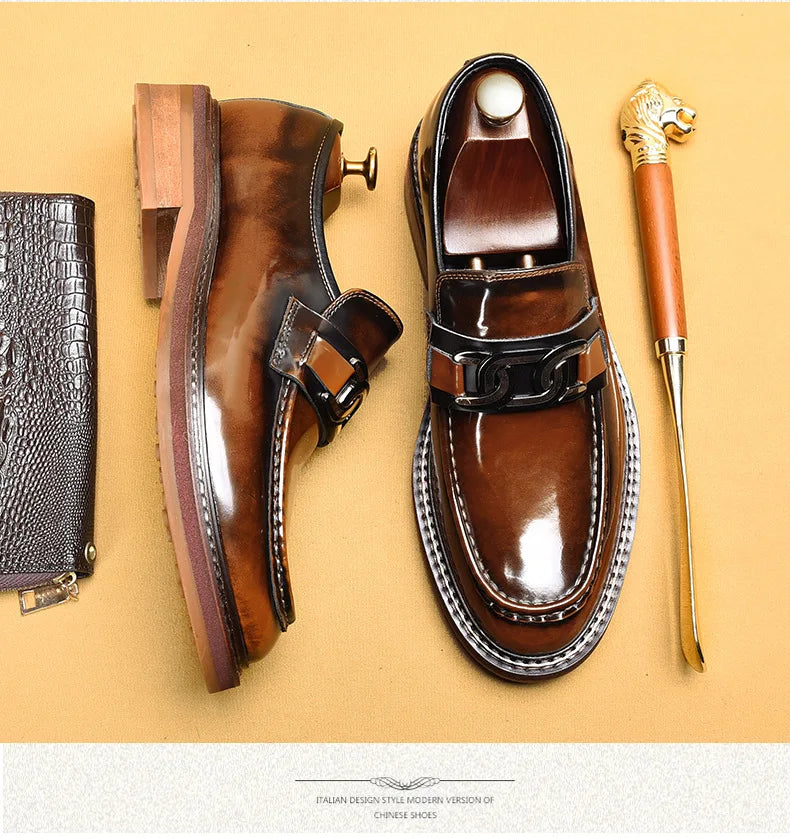 Luxury Slip on Dress Shoes Men Genuine Leather Italian Loafer Shoes for Men Black Brown Brand Formal Oxford Men Casual Shoes
