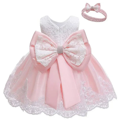 Girls White Baptism Dress Bridesmaid Dresses For Wedding Prom Gown Big Bow Girls Elegant Dresses Red Puffy Christmas Dress
