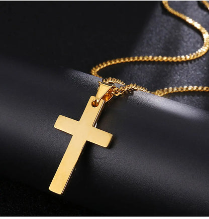 Fashion Stainless Steel Cross Pendant Necklace For Women Men Link Chain Charm Necklace Cool Boys Girls Punk Hip Hop Jewelry Gift