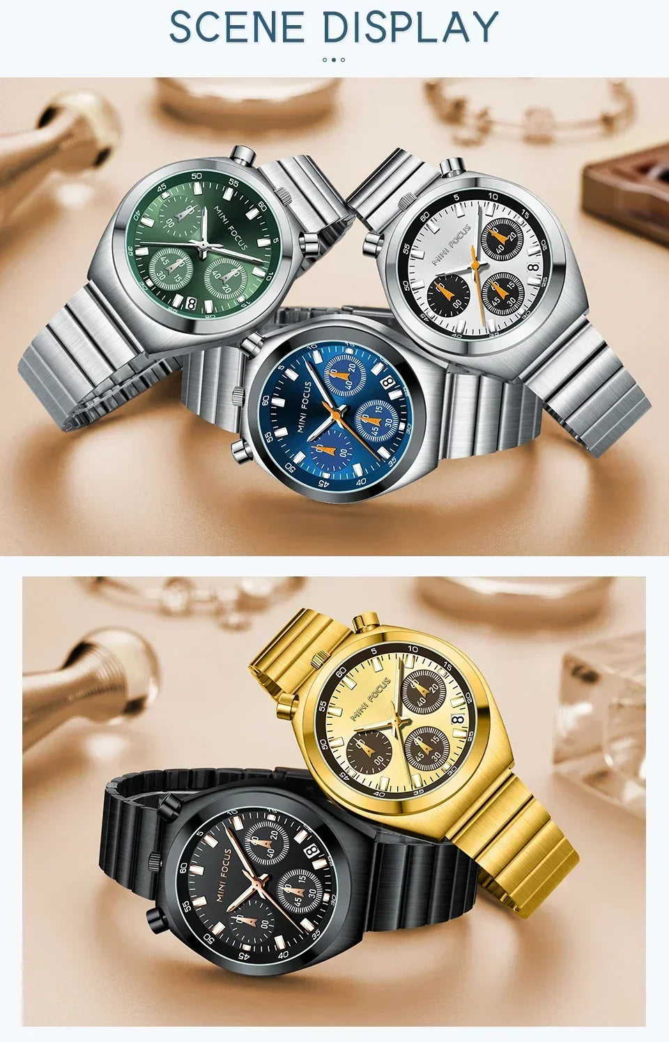 MINI FOCUS Multifunctional Panda Watch for Women Stainless Steel Casual Fashion Ladies Waterproof Quartz WristWatch Girl Gift