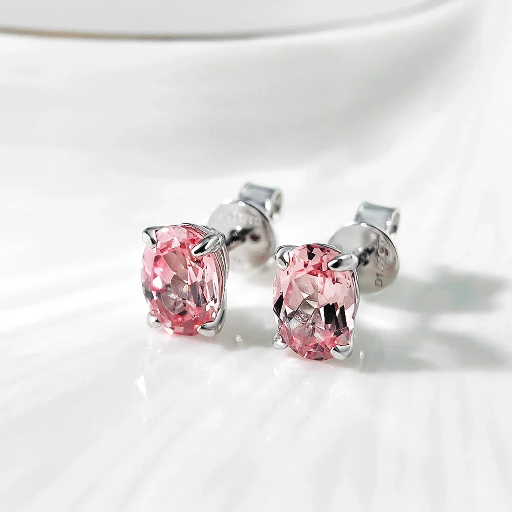 5*7mm Oval Cut Ruby Emerald Moissanite Stud Earrings Lab Grown For Women Man Unisex Gemstone Party 925 Silver Earring Gift