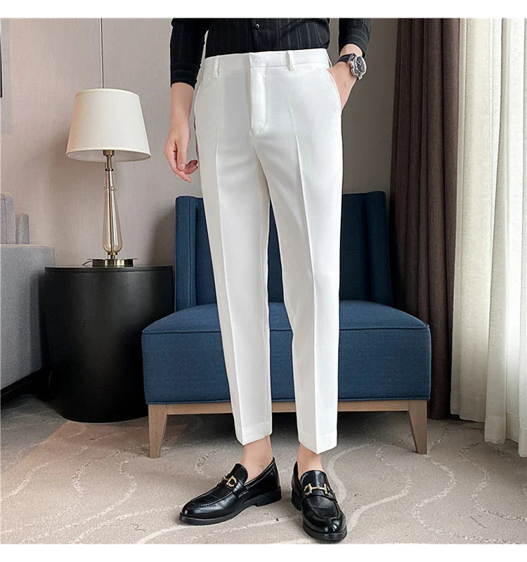Men Solid Boutique Suits Pants Male Formal Wear Wedding Dress Trousers Quality Men British Style Business Casual Suit Pants 36