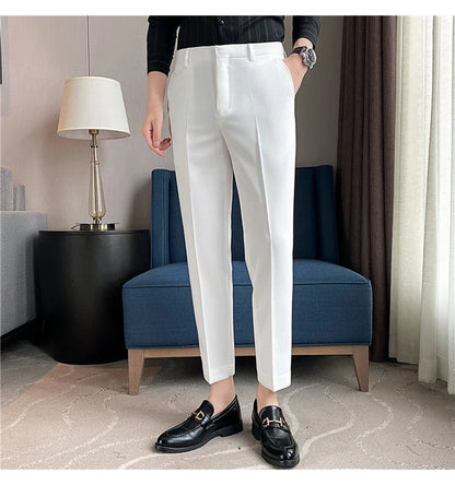 Men Solid Boutique Suits Pants Male Formal Wear Wedding Dress Trousers Quality Men British Style Business Casual Suit Pants 36