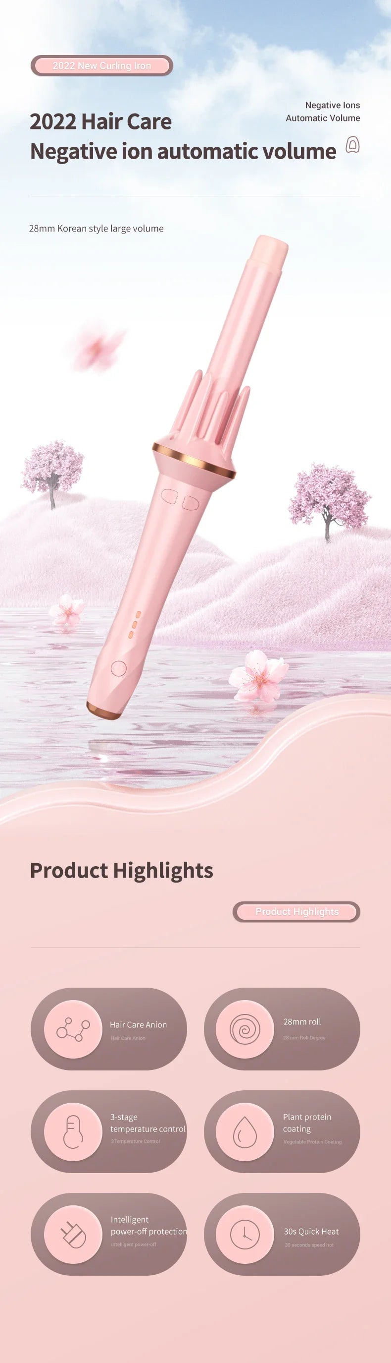 Automatic Hair Curler 28mm/32mm Large Wave Curling Iron Anion Fast Heating Professional Styling Curlers Curling Wand Hair Waver