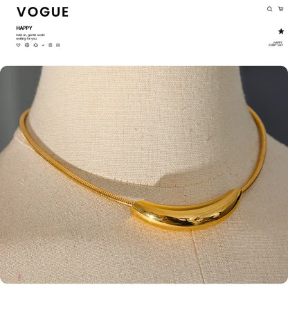 Waterproof Stainless Steel Popular Choker Light Necklace Women Statement Metal 18K Gold Plated Trendy Fashion Jewelry