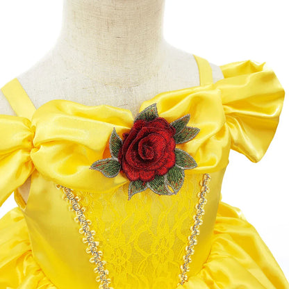 Girls Belle Cosplay Princess Dress Children Beauty Beast Clothes Birthday Carnival Christmas Party Costume Kids Ball Gown 2-11T