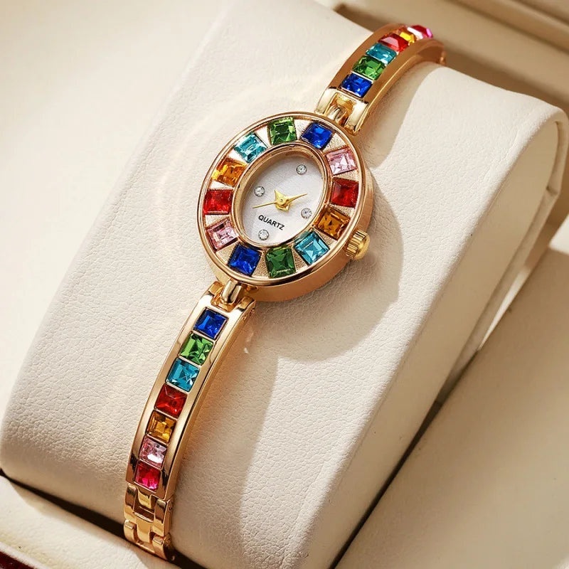 Fashion Rhinestone Women Watch Square Dial Ladies Quartz Watches Bracelet Band Wristwatches