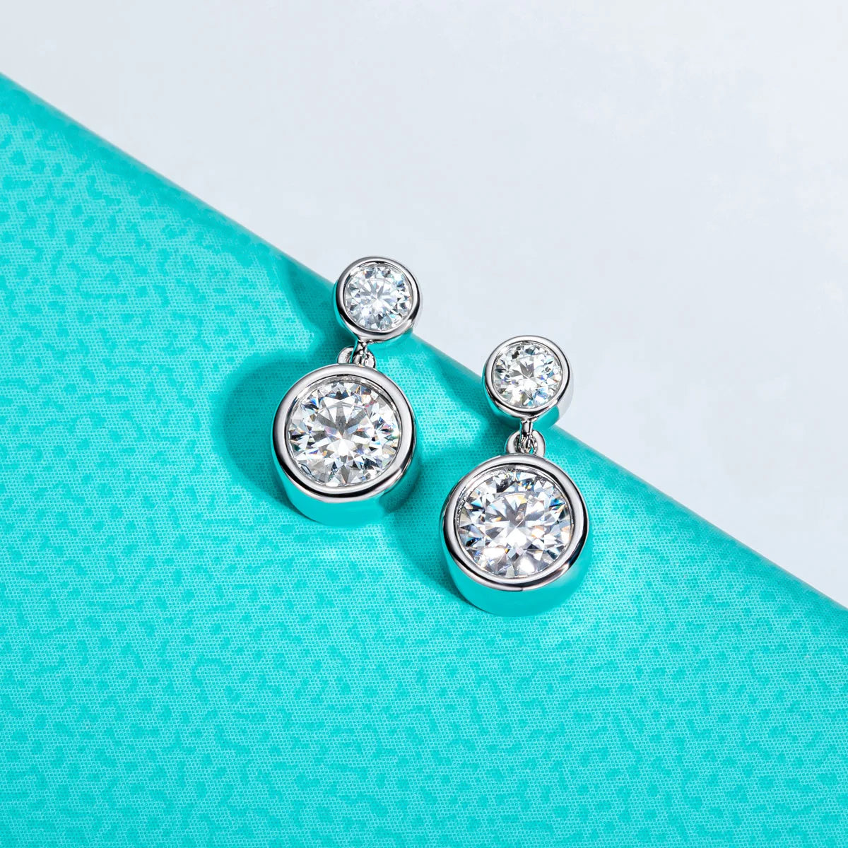 1.2cttw D Color Moissanite Drop Earrings 18K Gold Plated 925 Sterling Silver Stud Bezel Earrings Women Gifts Wholesale