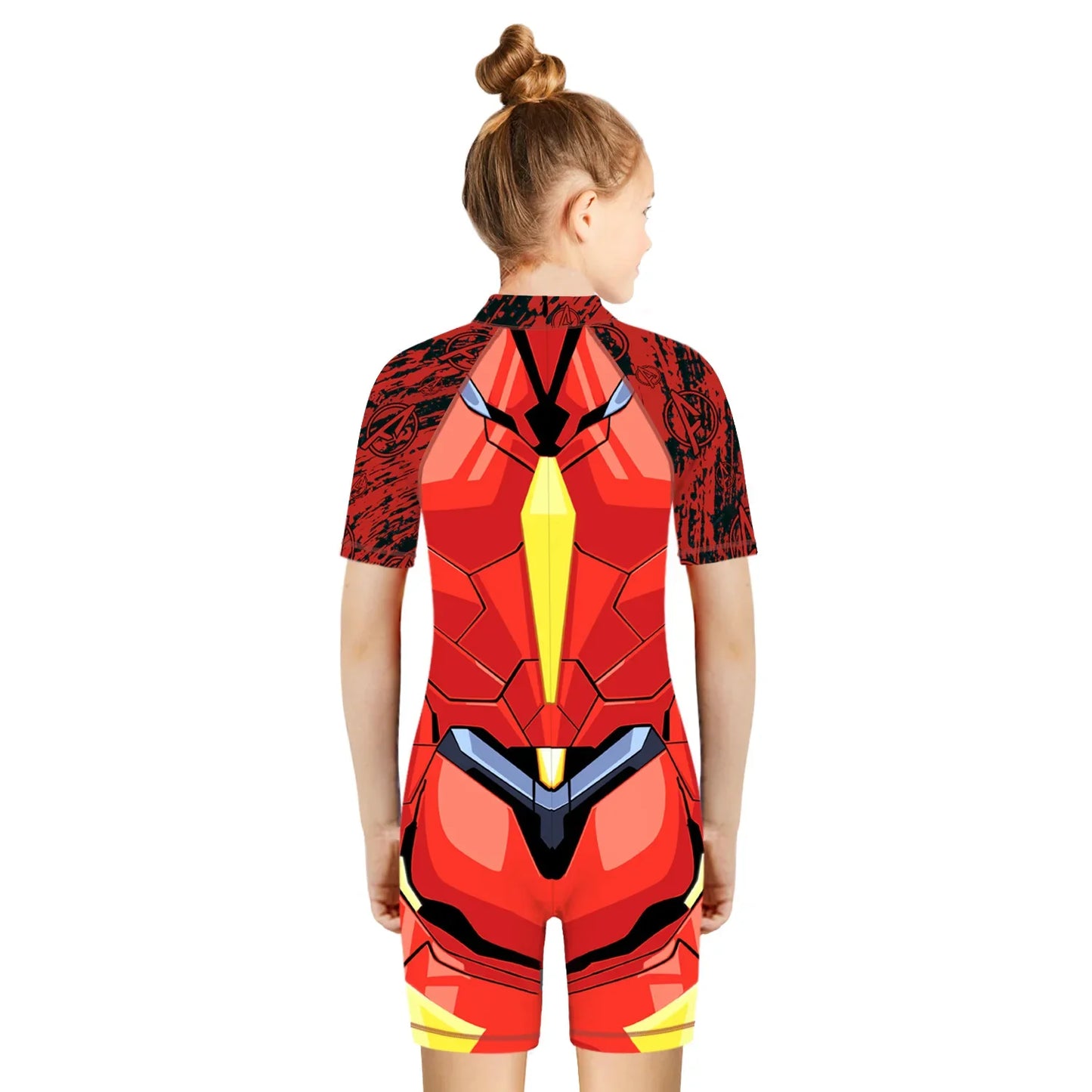 Children One Pieces Swimsuit Superhero 3D Print Playsuit Child Short Sleeve Swimwear Beach Bathing Suit Swim Wear For Boys Girls