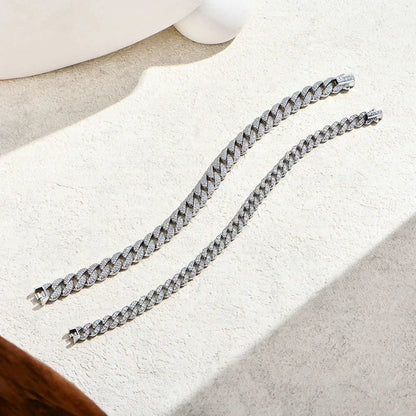 Full Moissanite Cuba Chain for Man Women 925 Sterling Silver 18k Gold Plated Hip Hop Tennis Bracelet Fine Jewelry