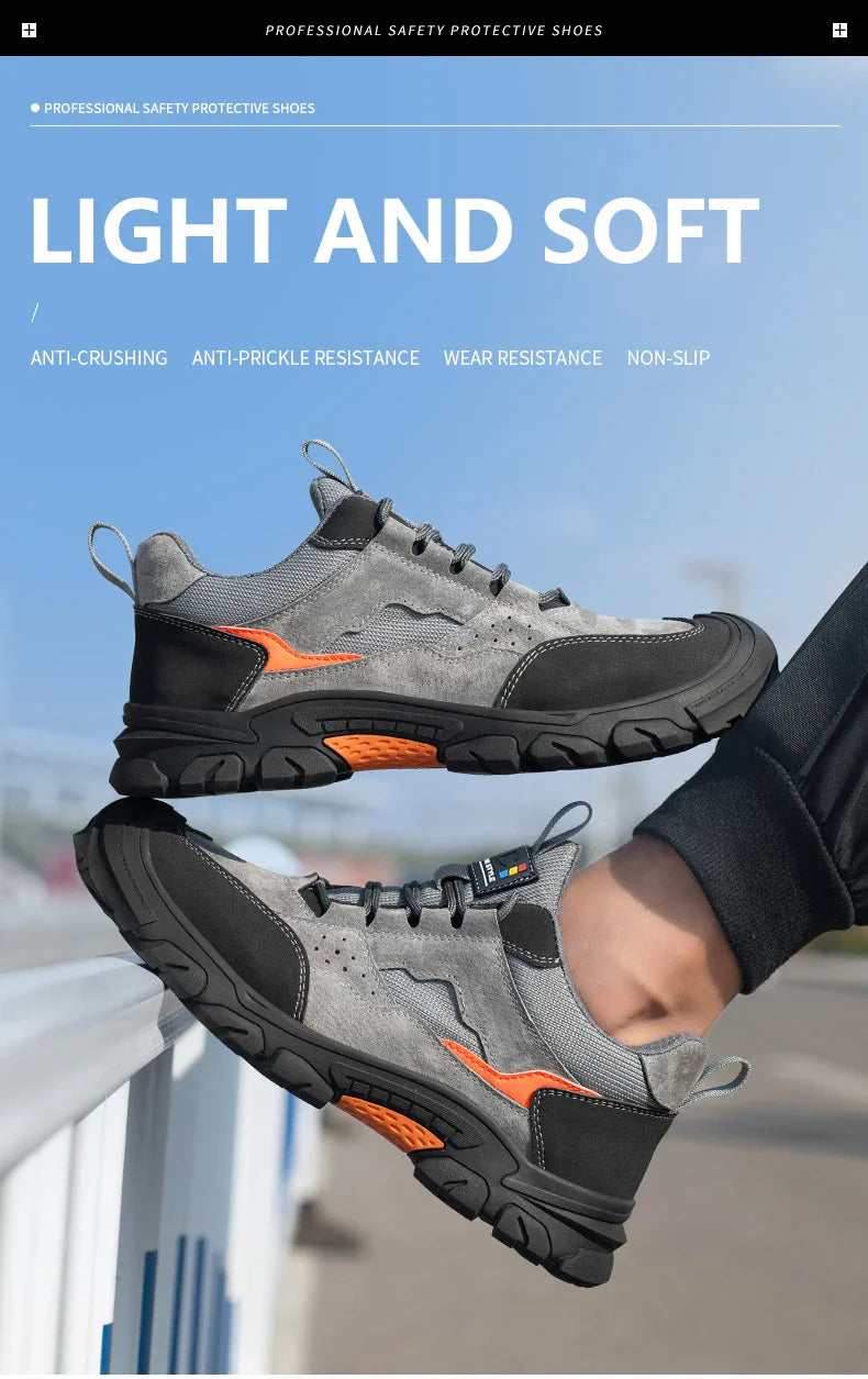 Men Safety Shoes Steel Toe Security Protection Work Boots Fashion Working Sneakers Anti-Smash Anti-puncture Indestructible Shoes
