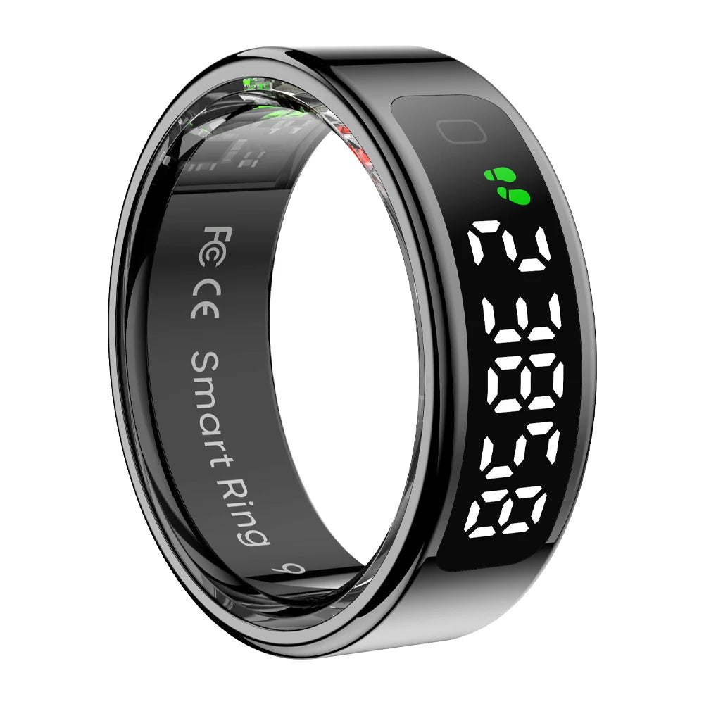 Smart Ring with Display Screen and Touch, Wireless Charging, Health Manager