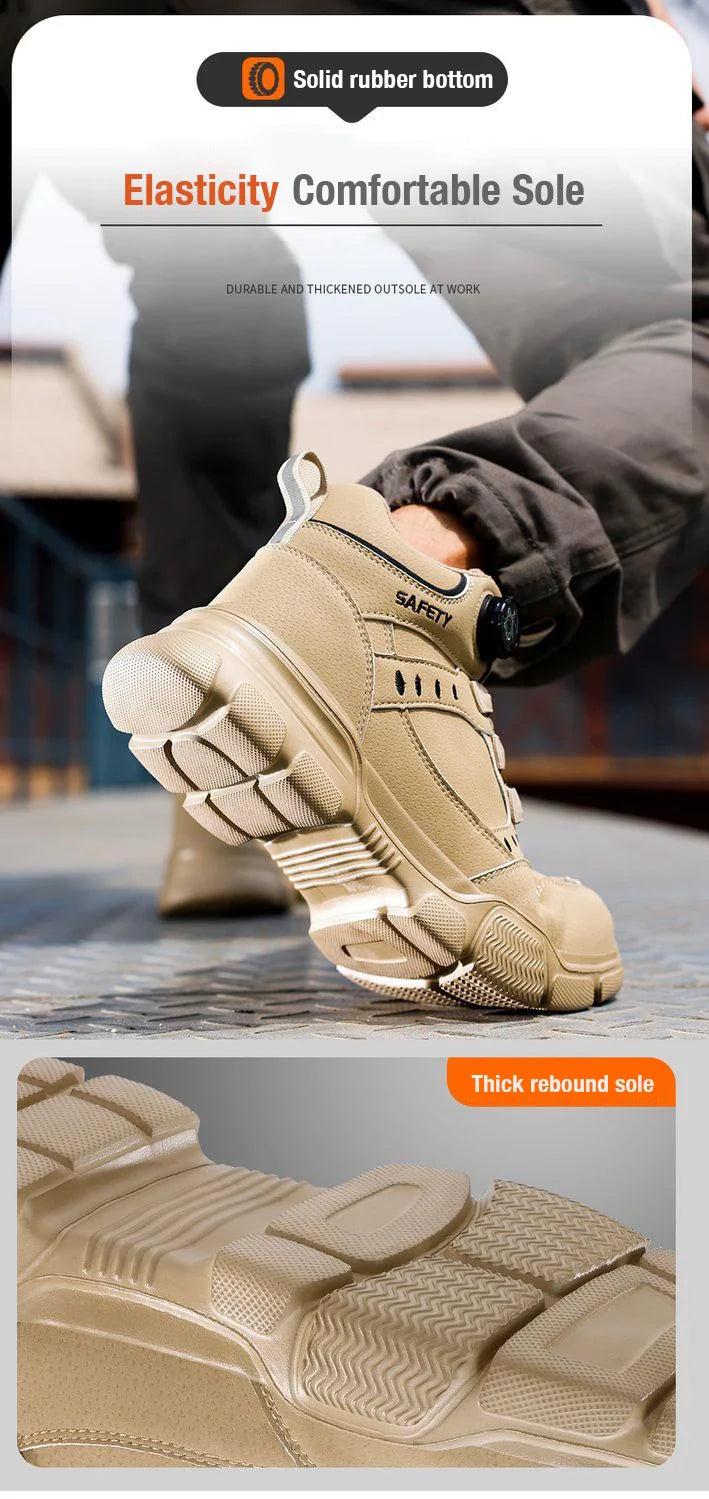 high-top Men Safety Shoes Protection Shoes Anti-Smash Anti-puncture Work Boots Indestructible Shoes Fashion Working Sneakers