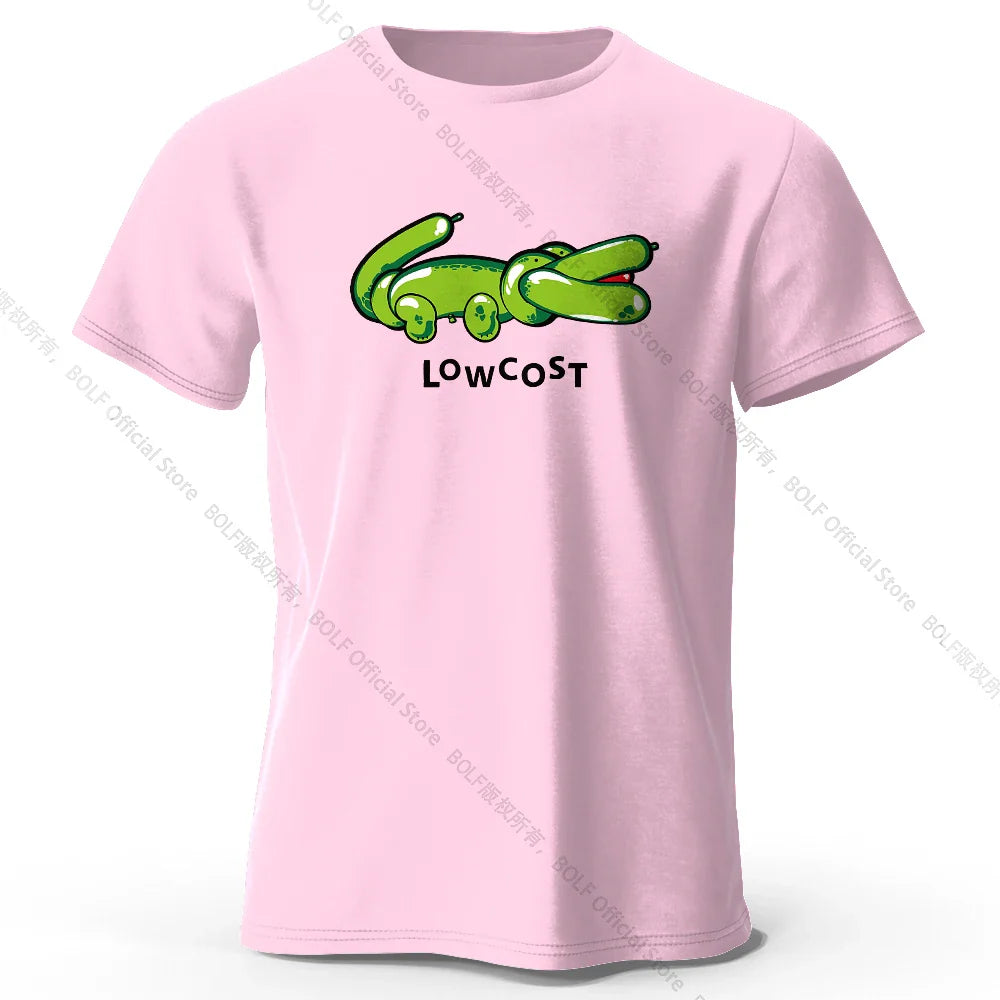 Men's Joke The Lowcost Printed T-Shirt 100% Cotton Oversized Funny Graphic Tees for Women Summer Tops Casual Streetwear