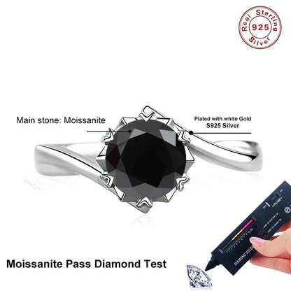 Black Pink Moissanite Women Rings S925 Sterling Silver Jewelry For Wedding Engagement Ring With Certified Women's Ring