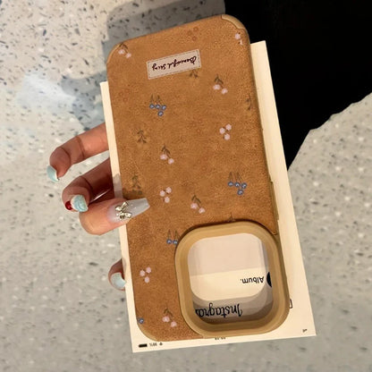 Branches and Leaves Broken Flowers Bonded Leather Phone Case For iPhone 17 16 Pro Max 15 14 Plus 13 12 11 XS X XR 17 Air Cover