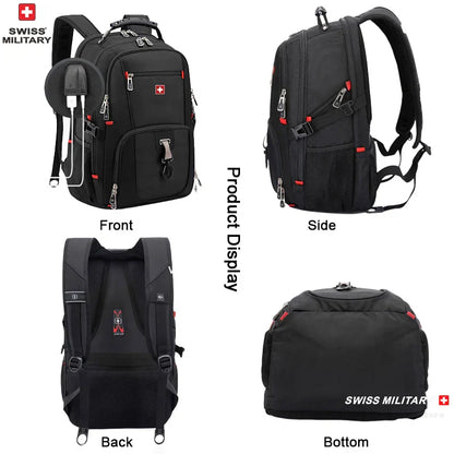 Laptop Backpack Waterproof USB Charge Port Swiss-style Multifunctional Rucksack Schoolbag Mochila Hiking Travel bag
