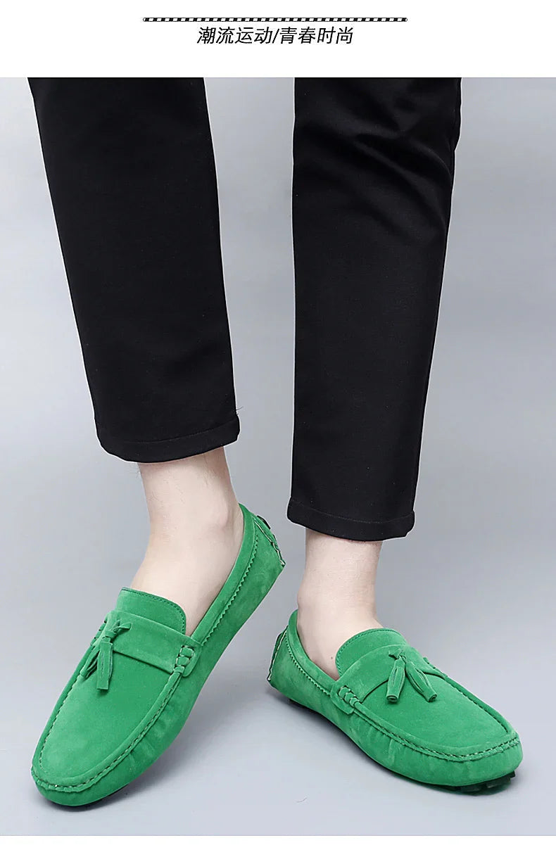 2025 New Beanie Shoes Men's Tassel Frosted Soft Sole Korean Style Easiest for Match Fashion Casual Shoes British Lazy Driving Trbottomy Shoes