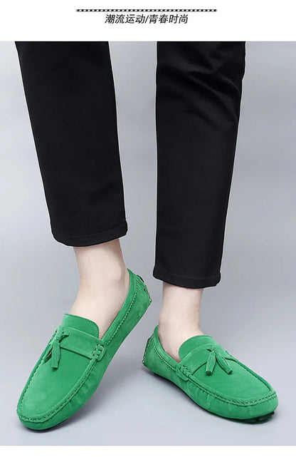2025 New Beanie Shoes Men's Tassel Frosted Soft Sole Korean Style Easiest for Match Fashion Casual Shoes British Lazy Driving Trbottomy Shoes