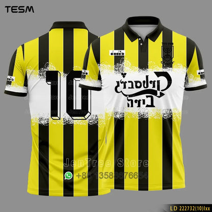 Summer Sports POLO Shirt Men Casual Short Sleeve Lapel Printed T-shirt Striped Retro Fashion Top Outdoor Team Breathable POLO