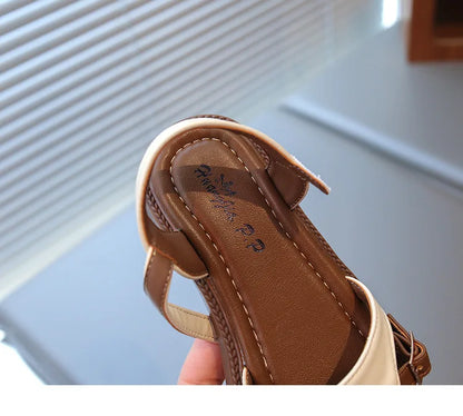 2026 Summer New Children's Princess Foreign Soft Sole Casual Anti-slippery Sole Toddler Toe Capped Beach Flats Elegant Shoes