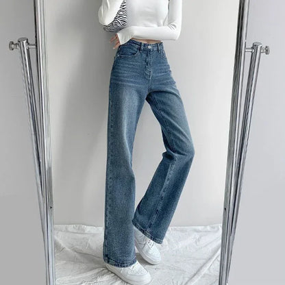 Women Baggy High Waisted Jeans Pants Girls Straight Leg Casual Denim Pants