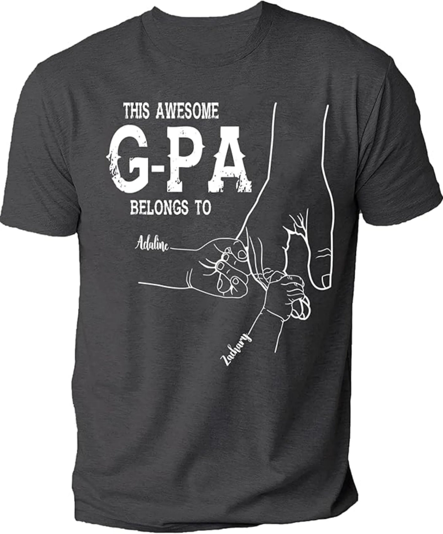Personalize Best Grandpa Dad Ever Black Shirt - Custom Fist Bump Papa Father w Kid Name T-Shirt S-3XL