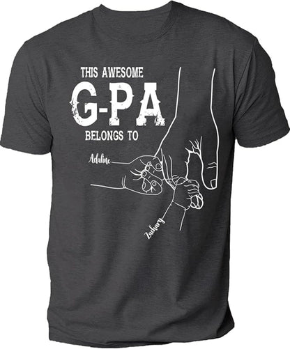 Personalize Best Grandpa Dad Ever Black Shirt - Custom Fist Bump Papa Father w Kid Name T-Shirt S-3XL