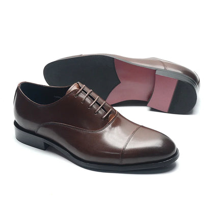 Genuine Leather Handmade Men's Oxford Dress Shoes Cap Toe Lace-Up Classic Business Office Shoe Wedding Party Formal Shoes Man