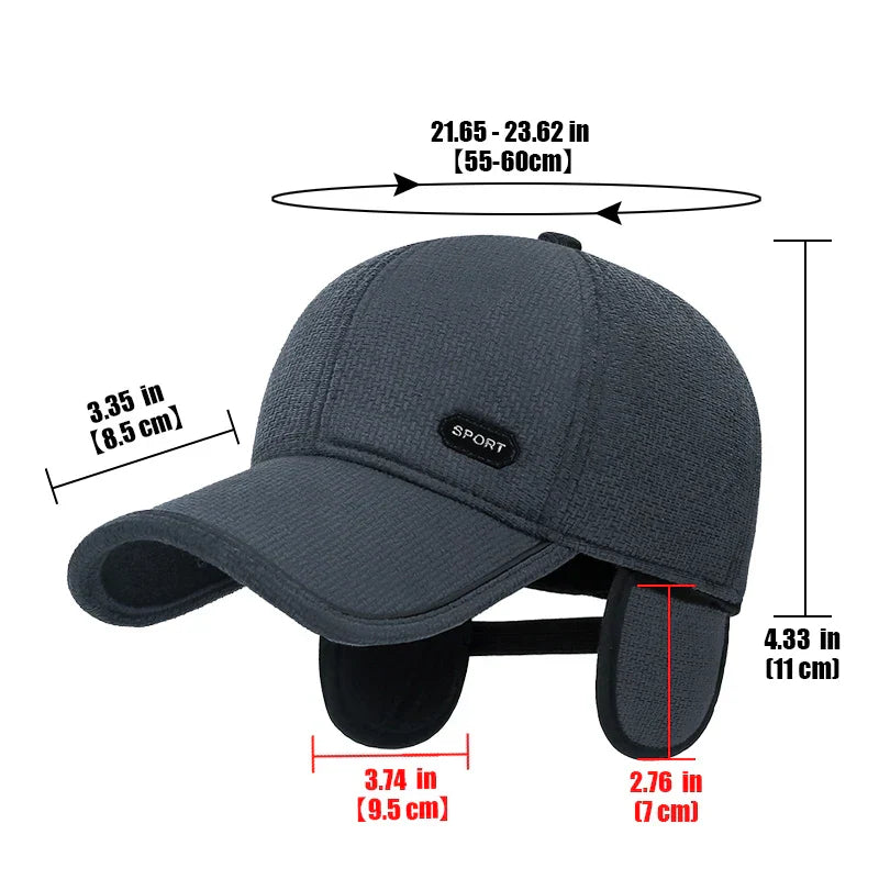 New Middle-Aged and Elderly Winter Windproof, Cold-Proof and Warm Baseball Cap With Ear Protection and Thickened Peaked Cap