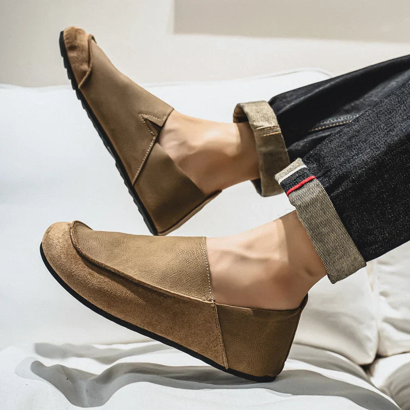 Man Loafers Outdoor Walking Fashion Mens Casual Shoes Soft Leather Comfort Half Slippers Breathable Lazy Driving Shoes