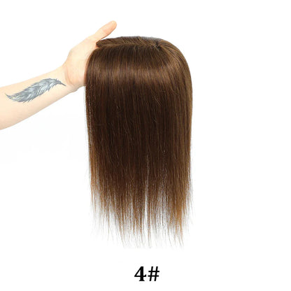 12x13cm Human Hair Toppers with Bangs Black Brown Clip in Hair Toupee for Women Skin Scalp Clip in Remy Hair Pieces
