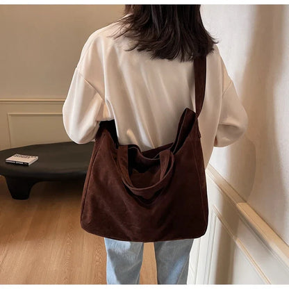 Large Capacity Velvet 2024 Hot Selling Tote Bag Zipper Solid Color Popular Fashion Handbag Soft Simple Commuting Shoulder Bag