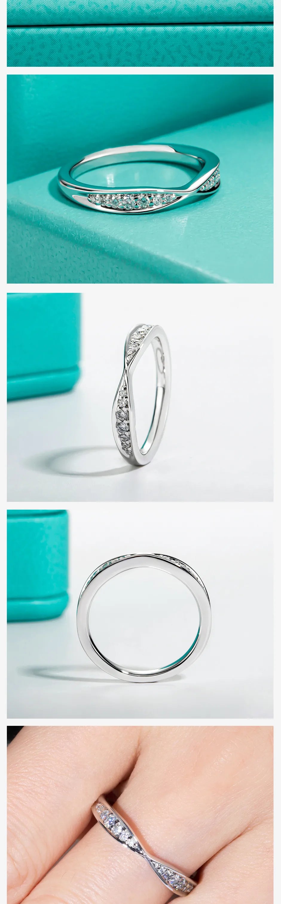 Bow Tie D Color Moissanite Wedding Band Rings Classic 18K Gold Plated 925 Sterling Silver Rings For Women Jewelry