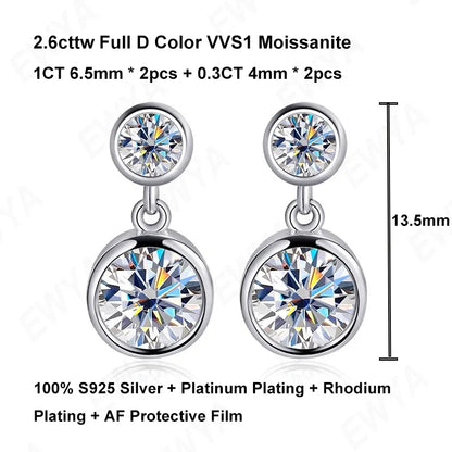 Real 0.3/0.5 Carat Round Moissanite Diamond Stud Earrings for Women S925 Sterling Silver Earring Wedding Party Fine Jewelry