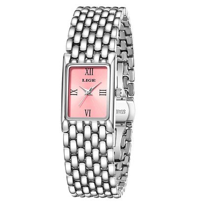 New Design Ladies Watch Fashion Quartz Wristwatch Silver Simple Square Women Watches Luxury Stainless Steel Folding Clock