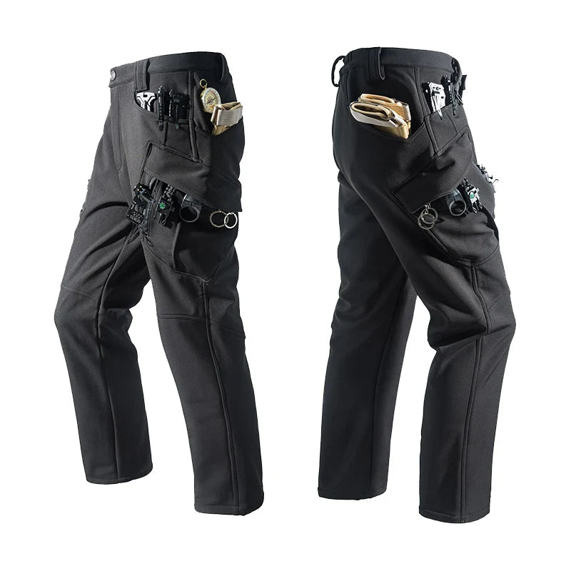 Men's City Cargo Autumn Winter Fleece Softshell Hiking Pants Fishing Climbing Trekking Casual Hunting Camping Trousers M-5XL