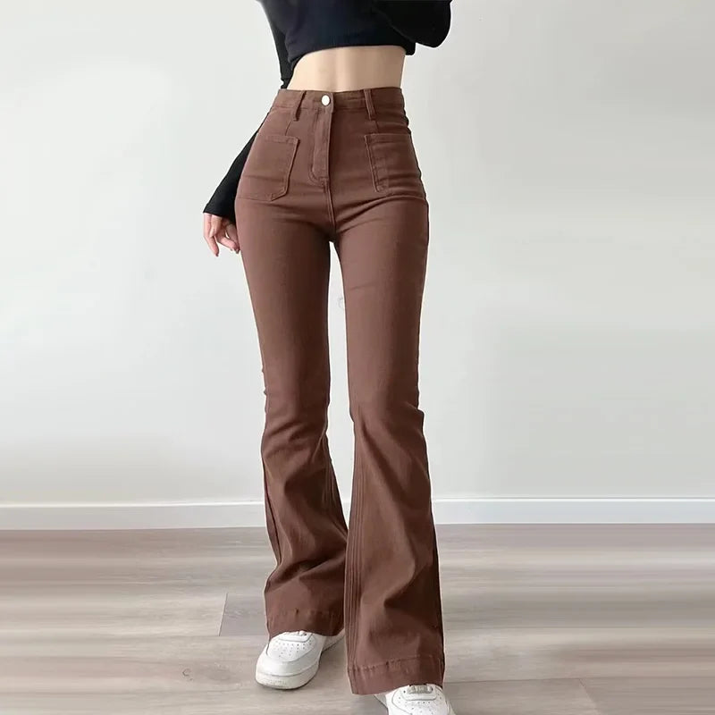 Women Flared Jeans Loose Denim Pants