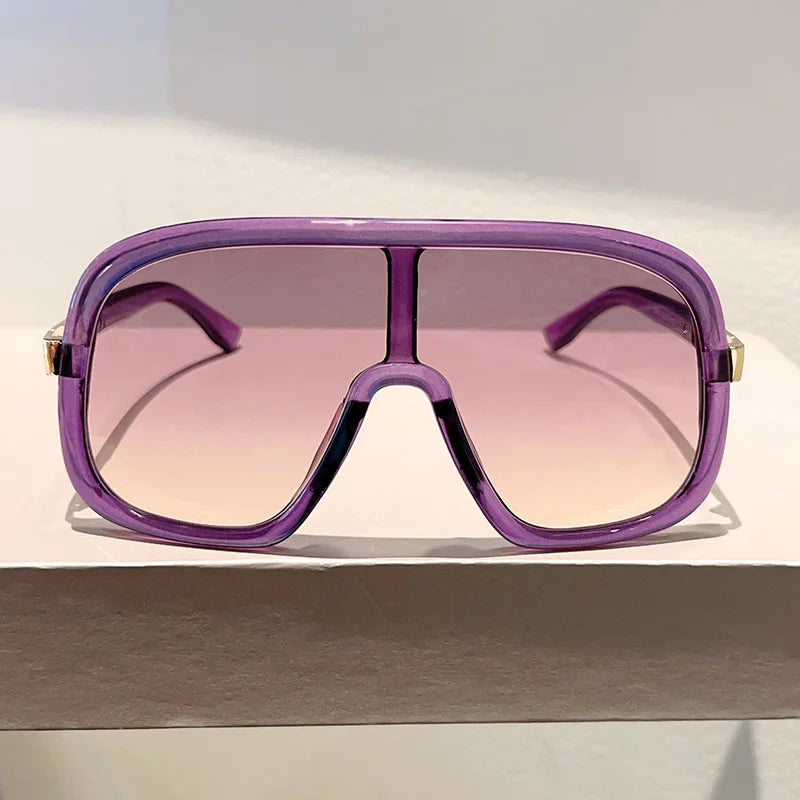 New Big Frame Sunglasses Women Men Luxury Goggle One Piece Sun Glasses Female Vintage Brand Designer Punk Shades UV400 Eyewear